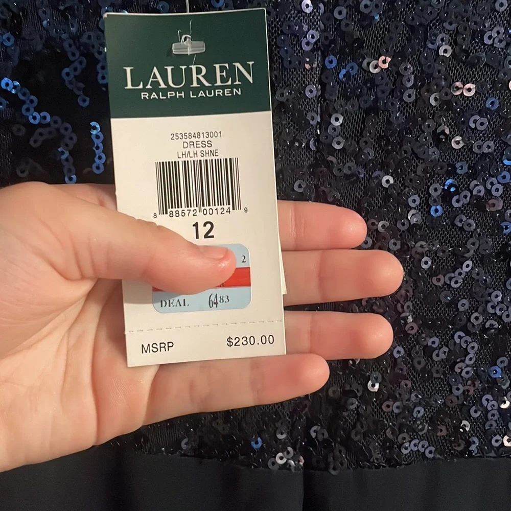 Ralph Lauren blue sequins dress long sleeve - Picture 2 of 2